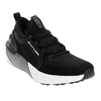 Black-White - Front - Under Armour Mens Hovr Phantom 3 SE Running Shoes
