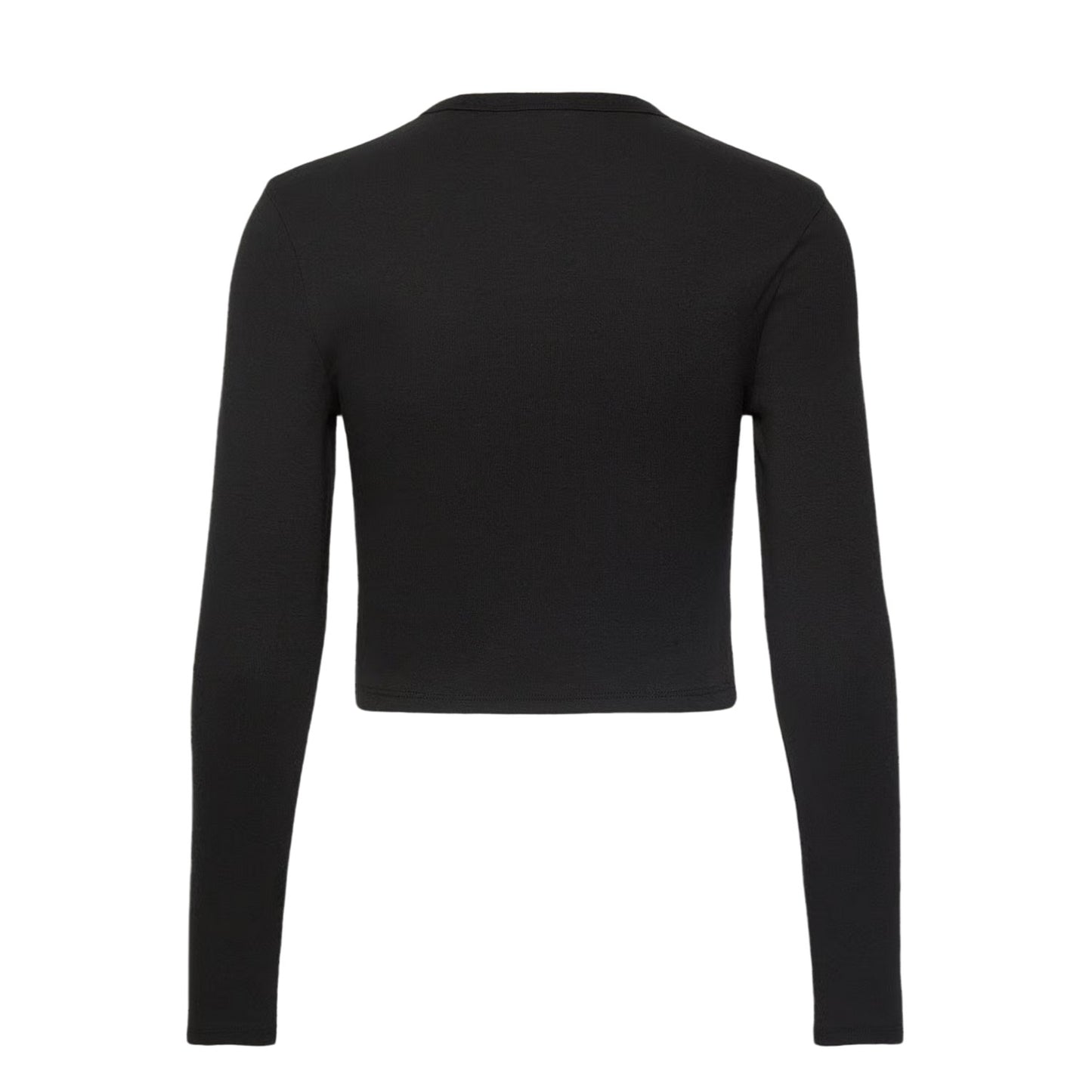 Black - Back - Hugo Womens-Ladies Stacked Logo Slim Long-Sleeved Crop Top