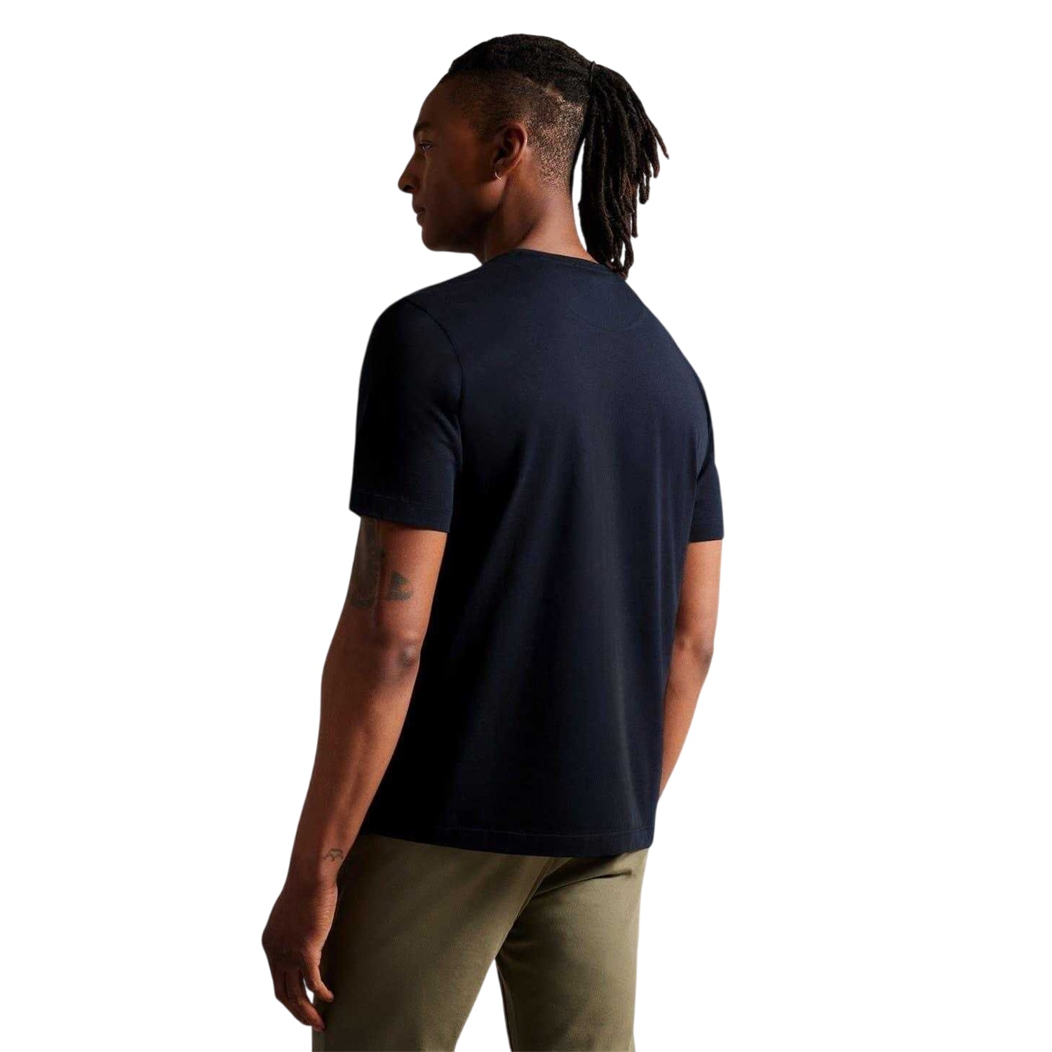 Navy - Back - Ted Baker Mens Tywinn Plain T-Shirt