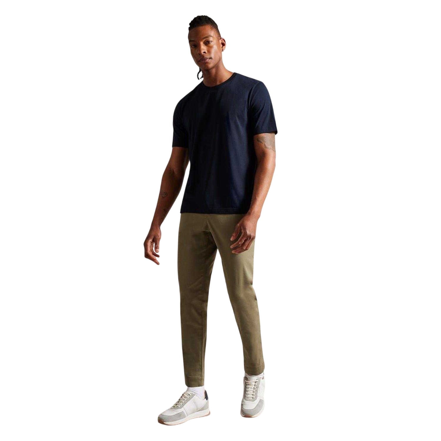 Navy - Side - Ted Baker Mens Tywinn Plain T-Shirt