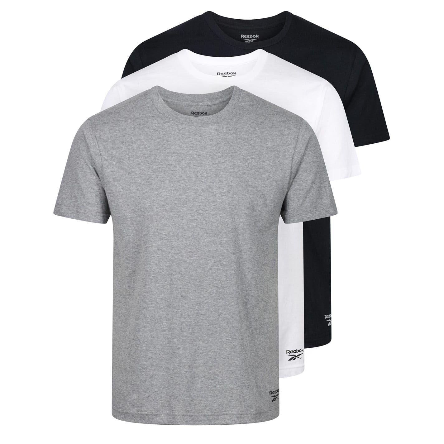 Navy-Charcoal-White - Front - Reebok Mens Santo T-Shirt (Pack of 3)
