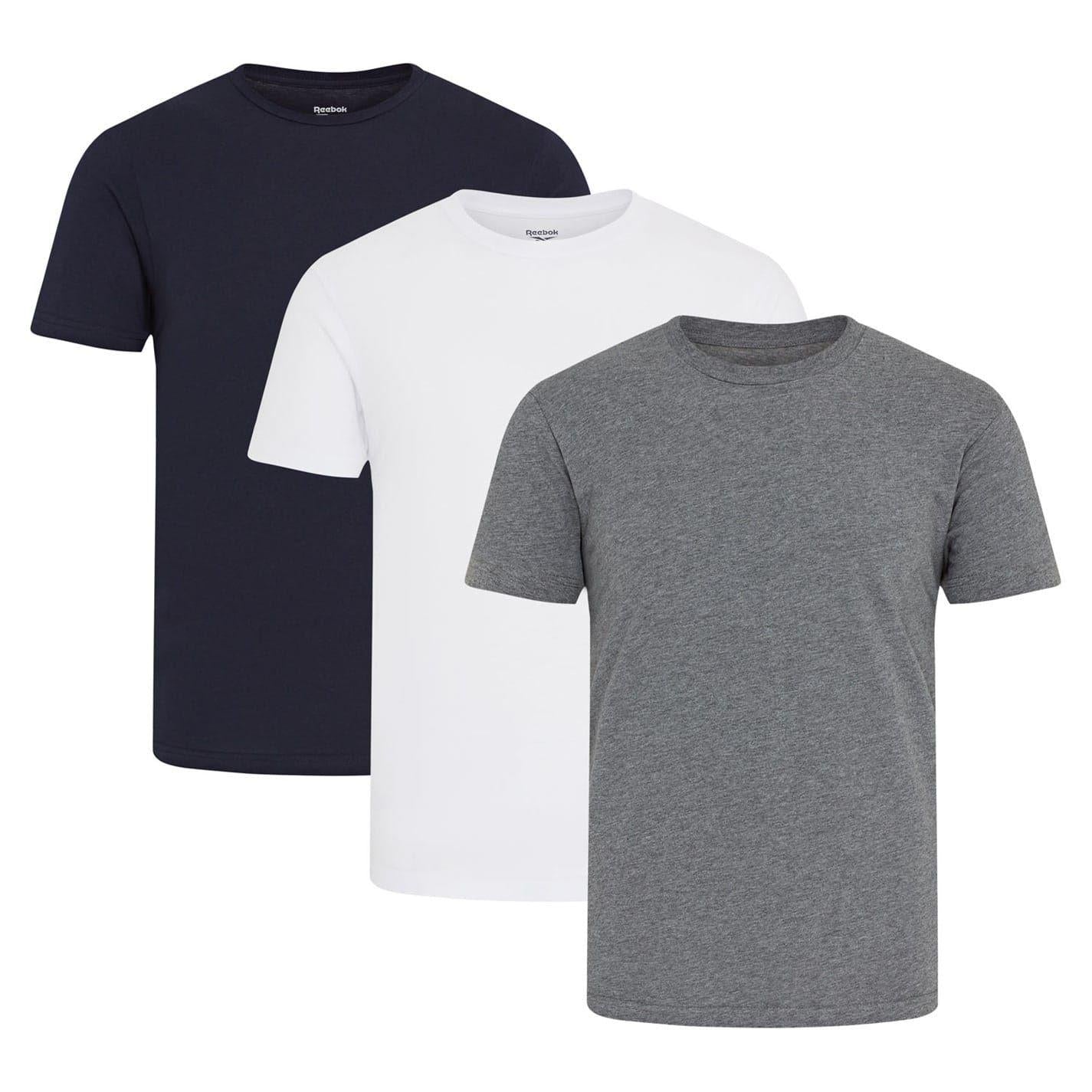 Black-White-Grey - Front - Reebok Mens Santo T-Shirt (Pack of 3)