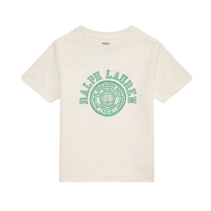 White - Front - Ralph Lauren Childrens-Kids Lettering T-Shirt