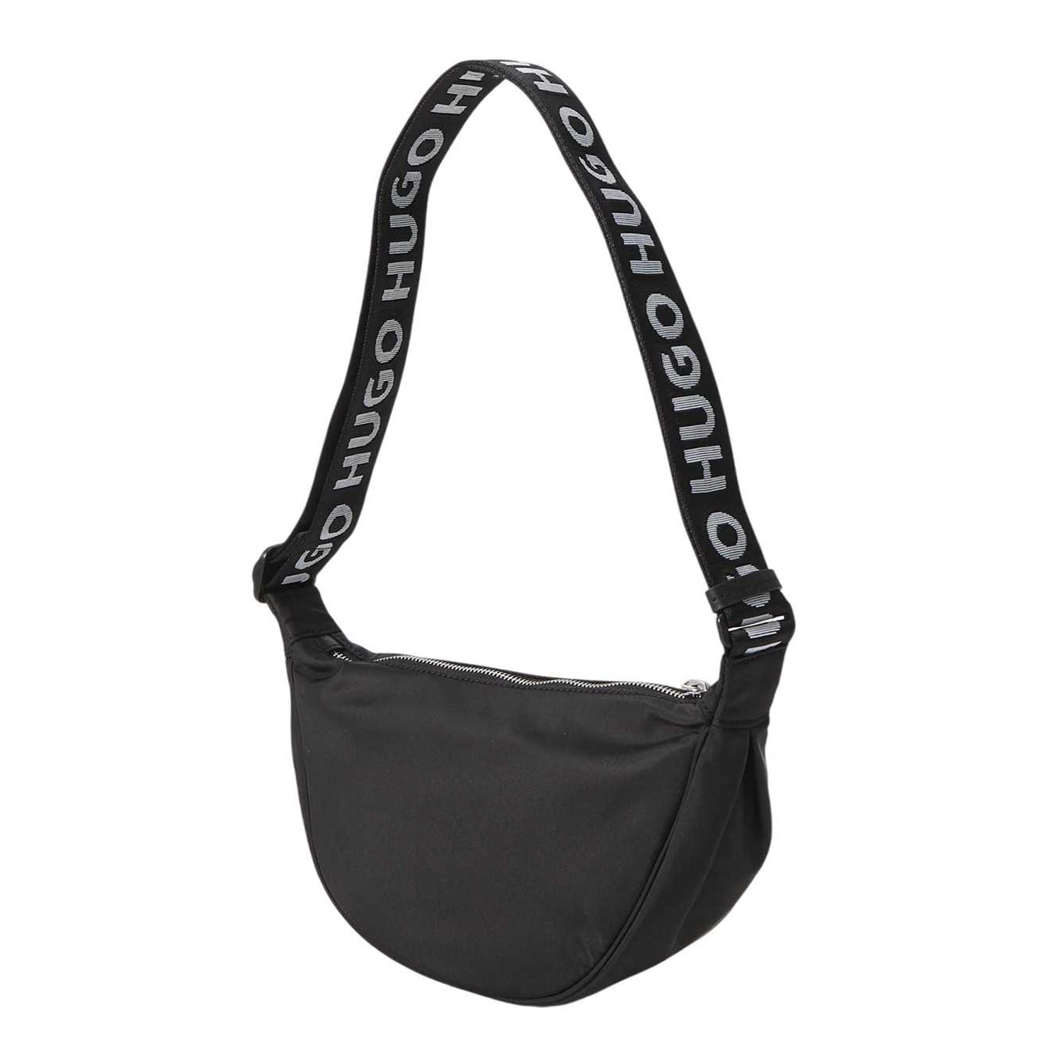 Black - Back - Hugo Bel Logo Nylon Festival Crossbody Bag