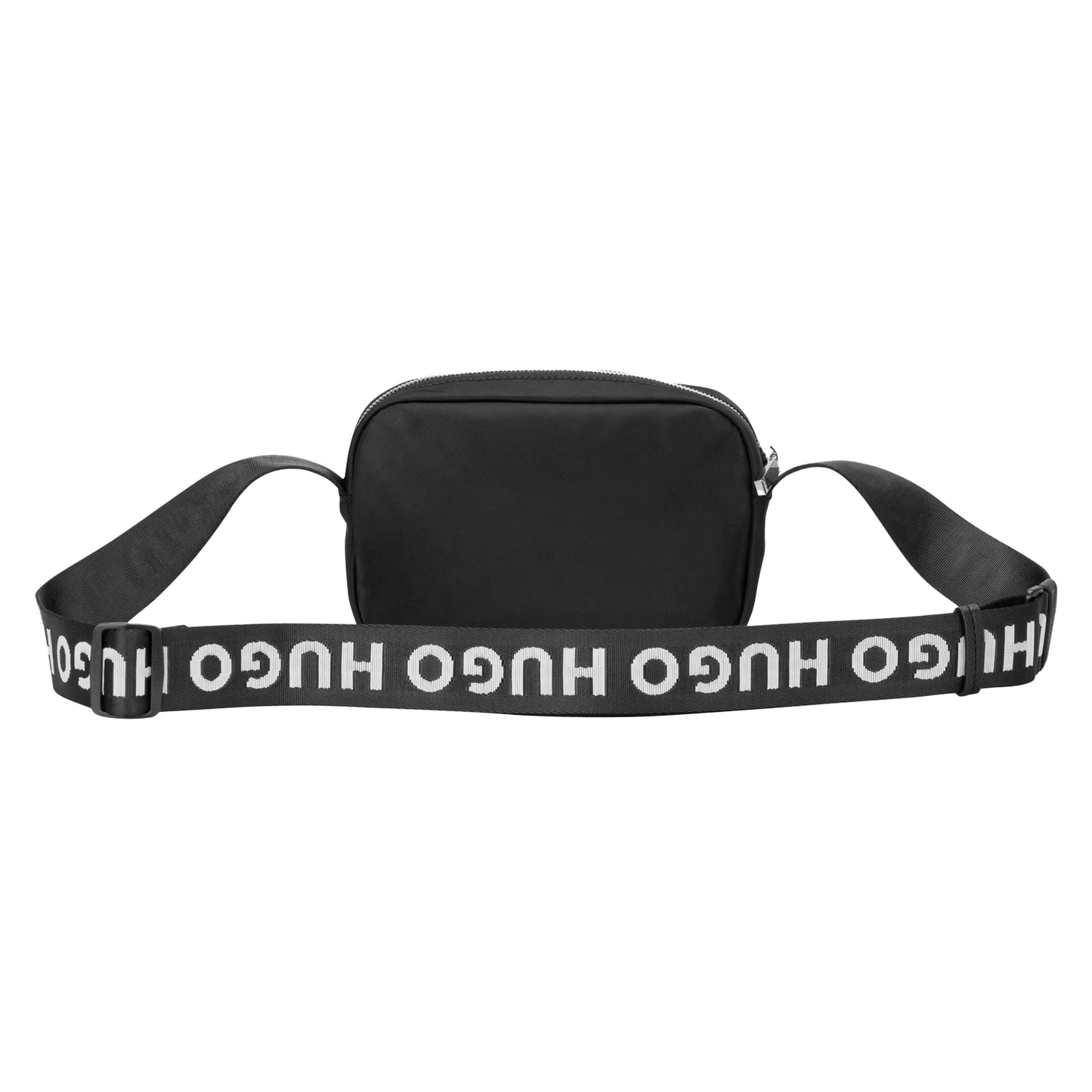 Black - Side - Hugo Bel Logo Nylon Festival Crossbody Bag