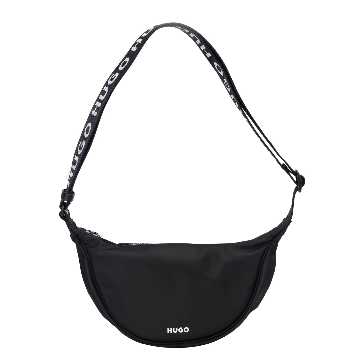 Black - Front - Hugo Bel Logo Nylon Festival Crossbody Bag