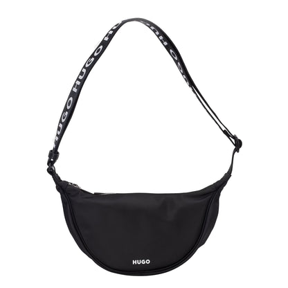 Black - Front - Hugo Bel Logo Nylon Festival Crossbody Bag