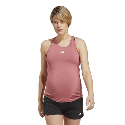 Pink-White - Side - Adidas Womens-Ladies Train Essentials Aeroready Maternity Tank Top