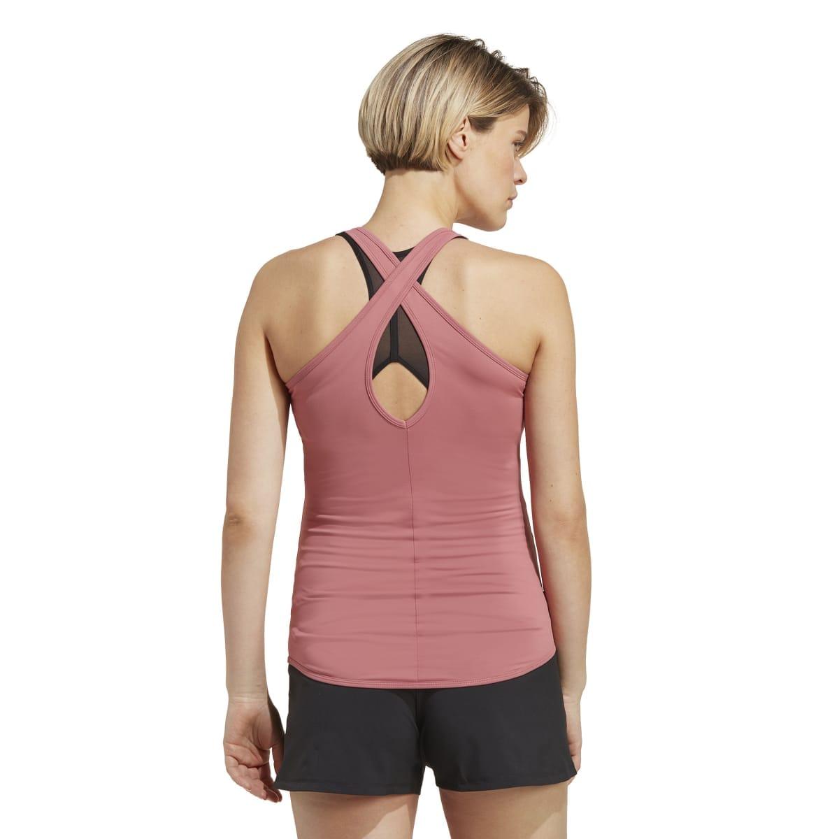 Pink-White - Back - Adidas Womens-Ladies Train Essentials Aeroready Maternity Tank Top