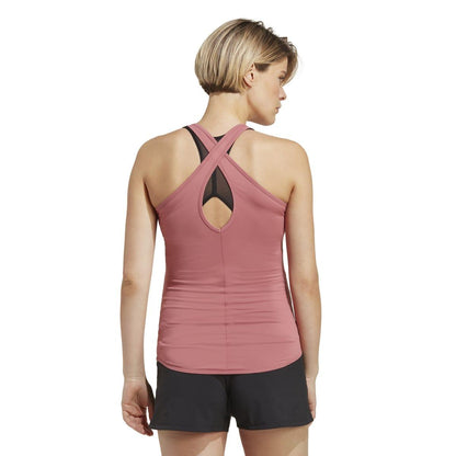 Pink-White - Back - Adidas Womens-Ladies Train Essentials Aeroready Maternity Tank Top