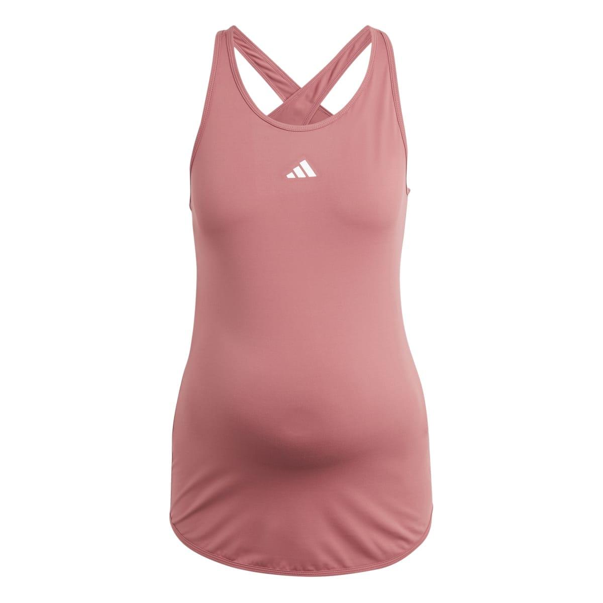 Pink-White - Front - Adidas Womens-Ladies Train Essentials Aeroready Maternity Tank Top