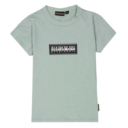 Green Milieu - Front - Napapijri Childrens-Kids Geographic Logo Crew Neck T-Shirt