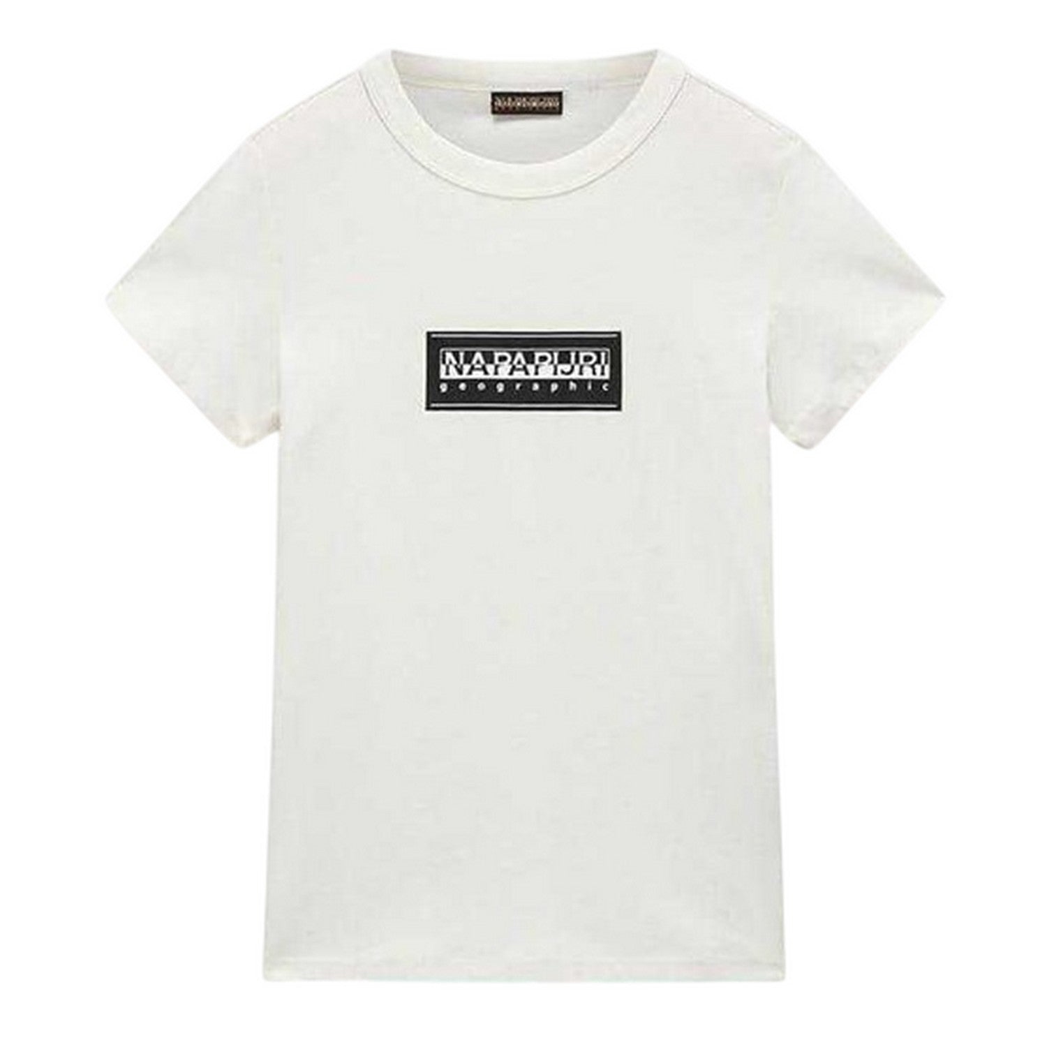 Heron White - Front - Napapijri Childrens-Kids Geographic Logo Crew Neck T-Shirt