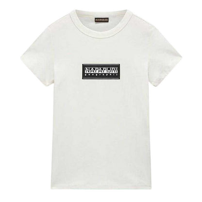 Heron White - Front - Napapijri Childrens-Kids Geographic Logo Crew Neck T-Shirt