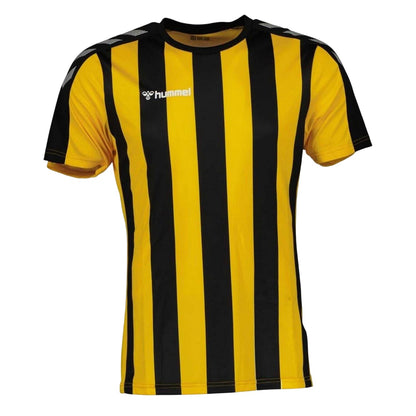 Black-Sports Yellow - Front - Hummel Mens Striped Logo T-Shirt