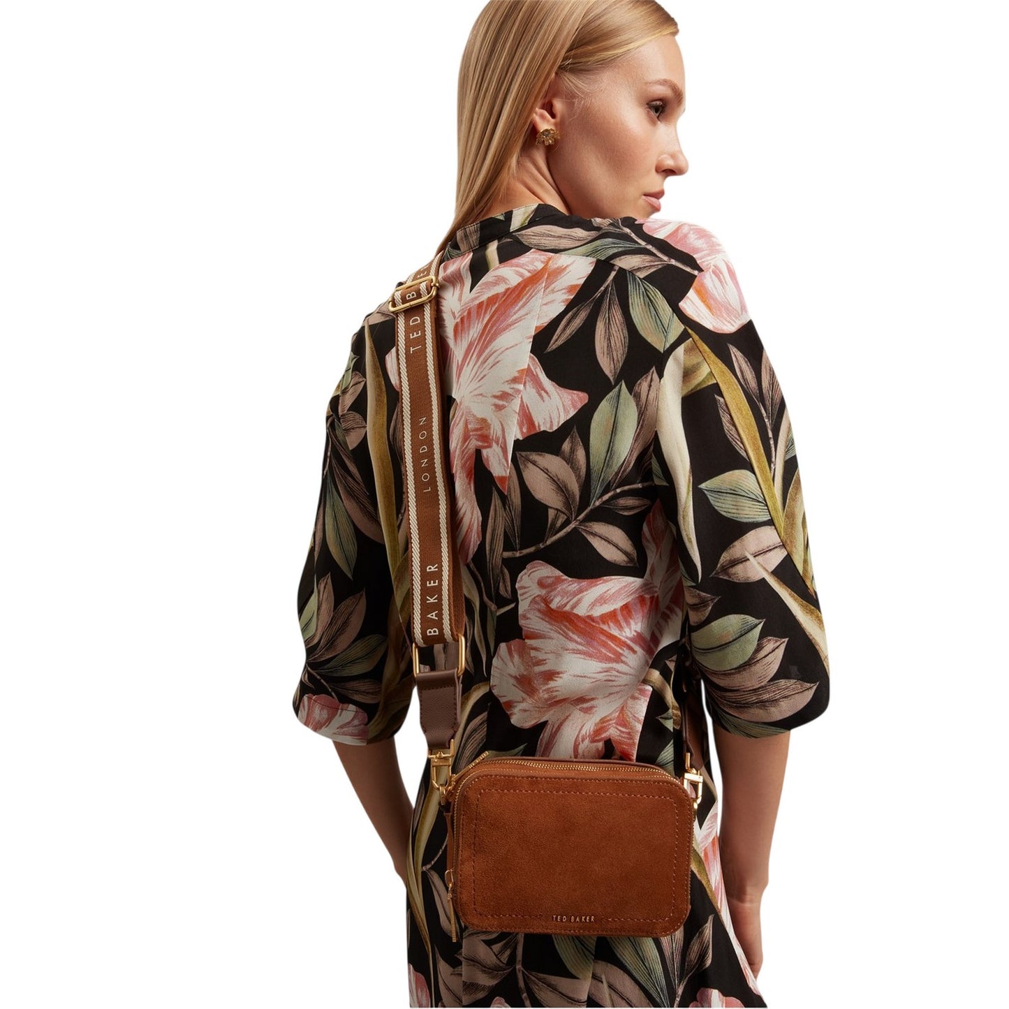 Brown - Back - Ted Baker Womens-Ladies Suede Camera Bag