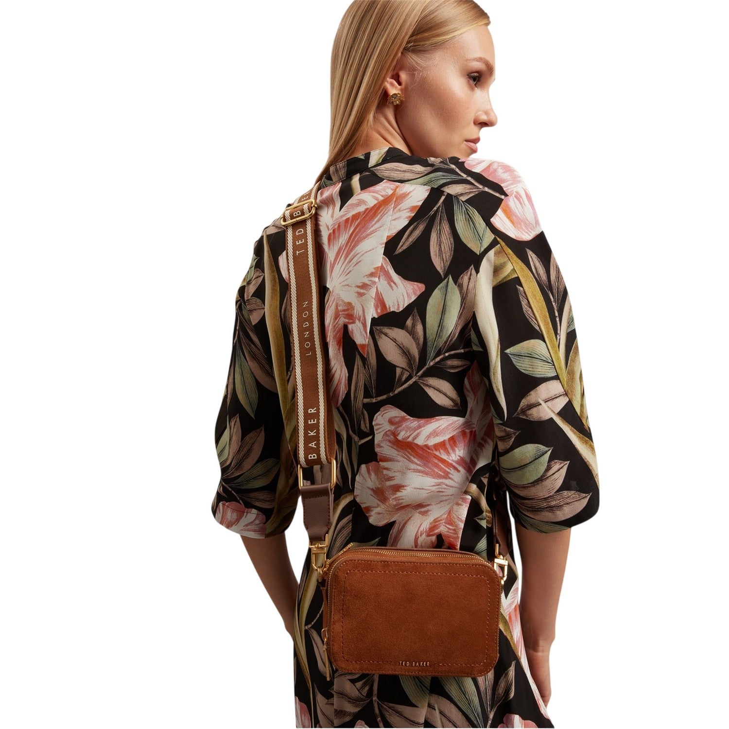 Brown - Back - Ted Baker Womens-Ladies Suede Camera Bag