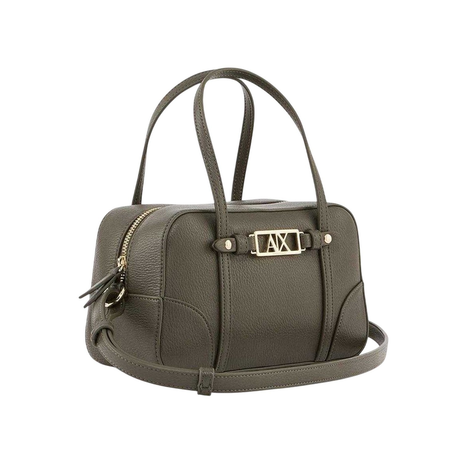 Dark Khaki - Side - Armani Exchange Womens-Ladies Metal Logo Crossbody Bag