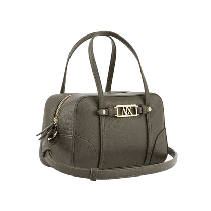 Dark Khaki - Side - Armani Exchange Womens-Ladies Metal Logo Crossbody Bag