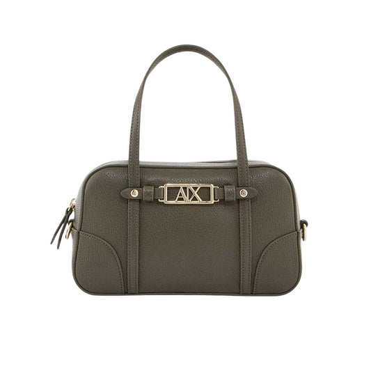 Dark Khaki - Front - Armani Exchange Womens-Ladies Metal Logo Crossbody Bag