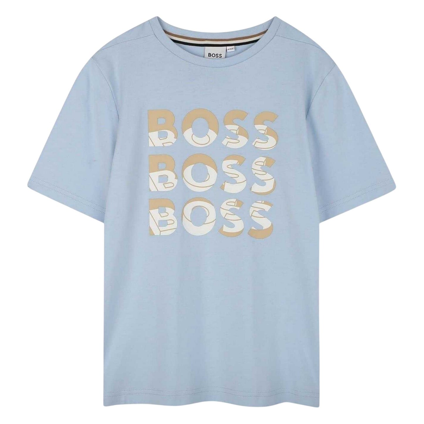 Persian Blue - Front - Boss Childrens-Kids Stacked Logo Crew Neck T-Shirt