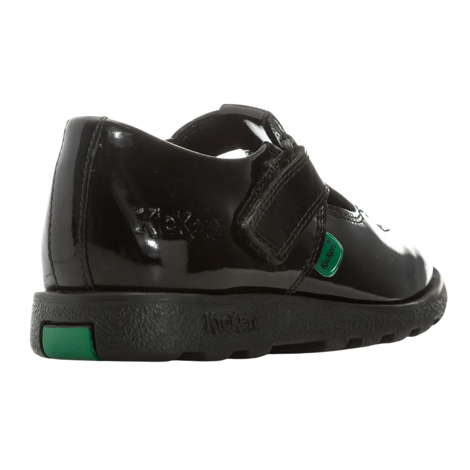 Black - Back - Kickers Girls Fragma Patent Leather T-Bar Shoes