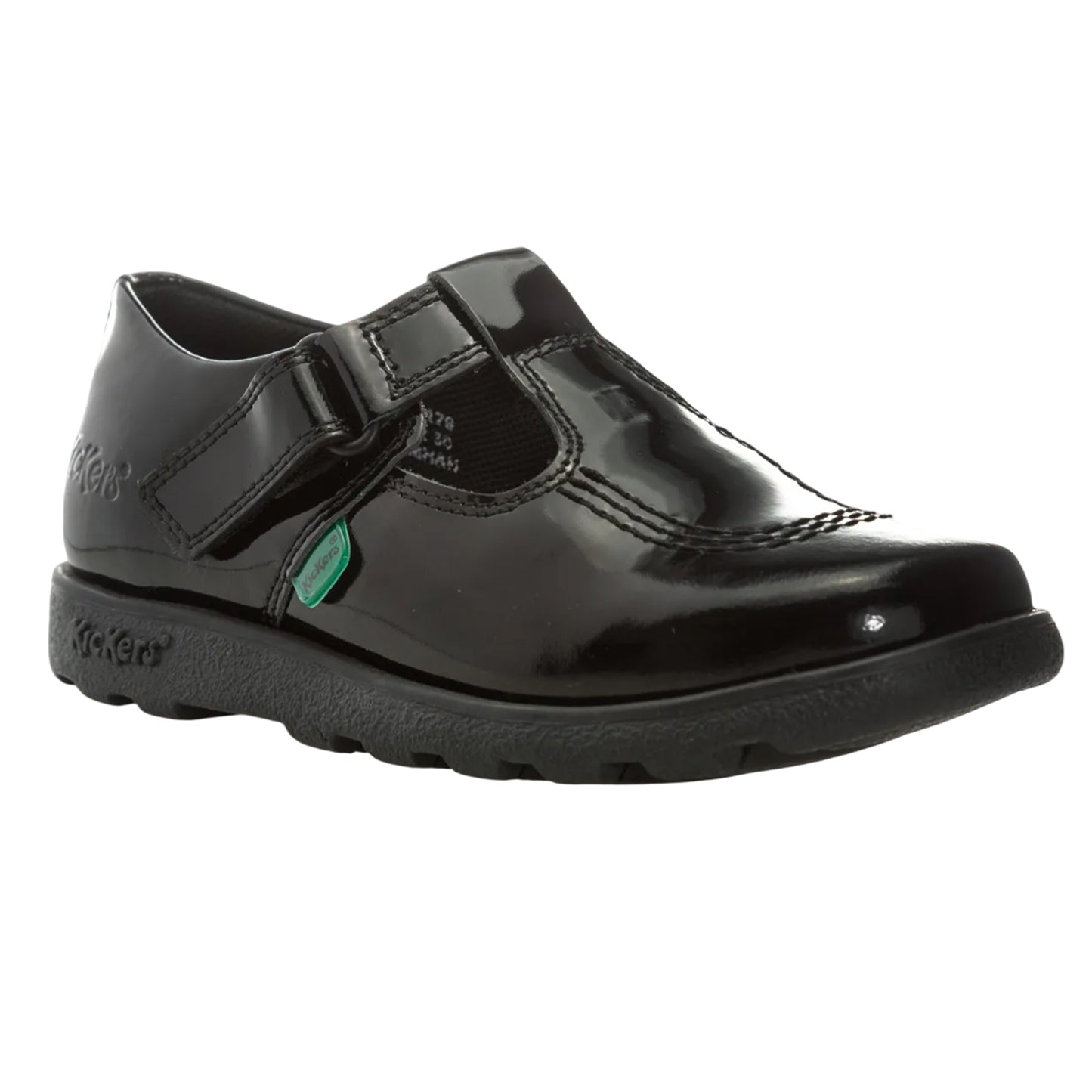 Black - Front - Kickers Girls Fragma Patent Leather T-Bar Shoes