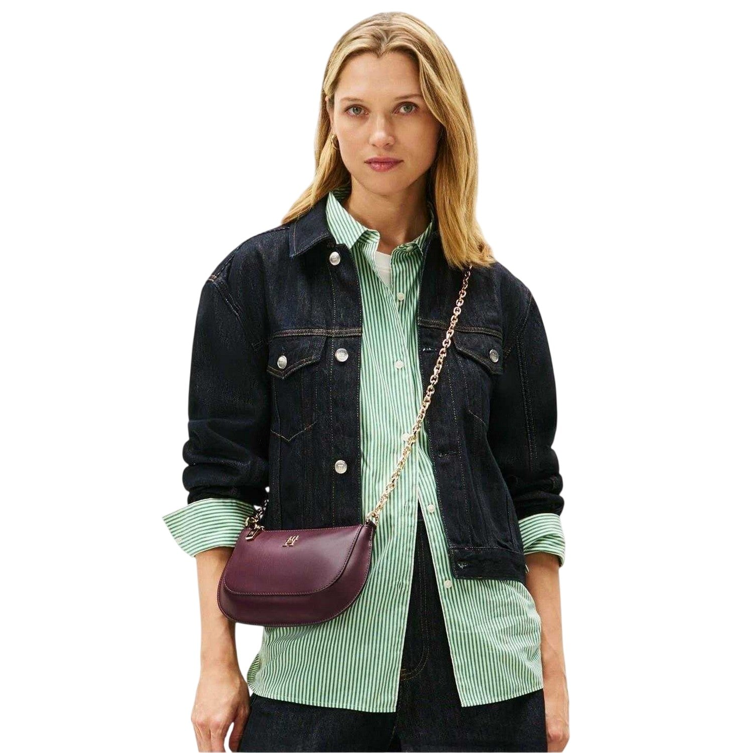Brown - Side - Tommy Hilfiger Crescent Shaped Chain Strap Crossbody Bag