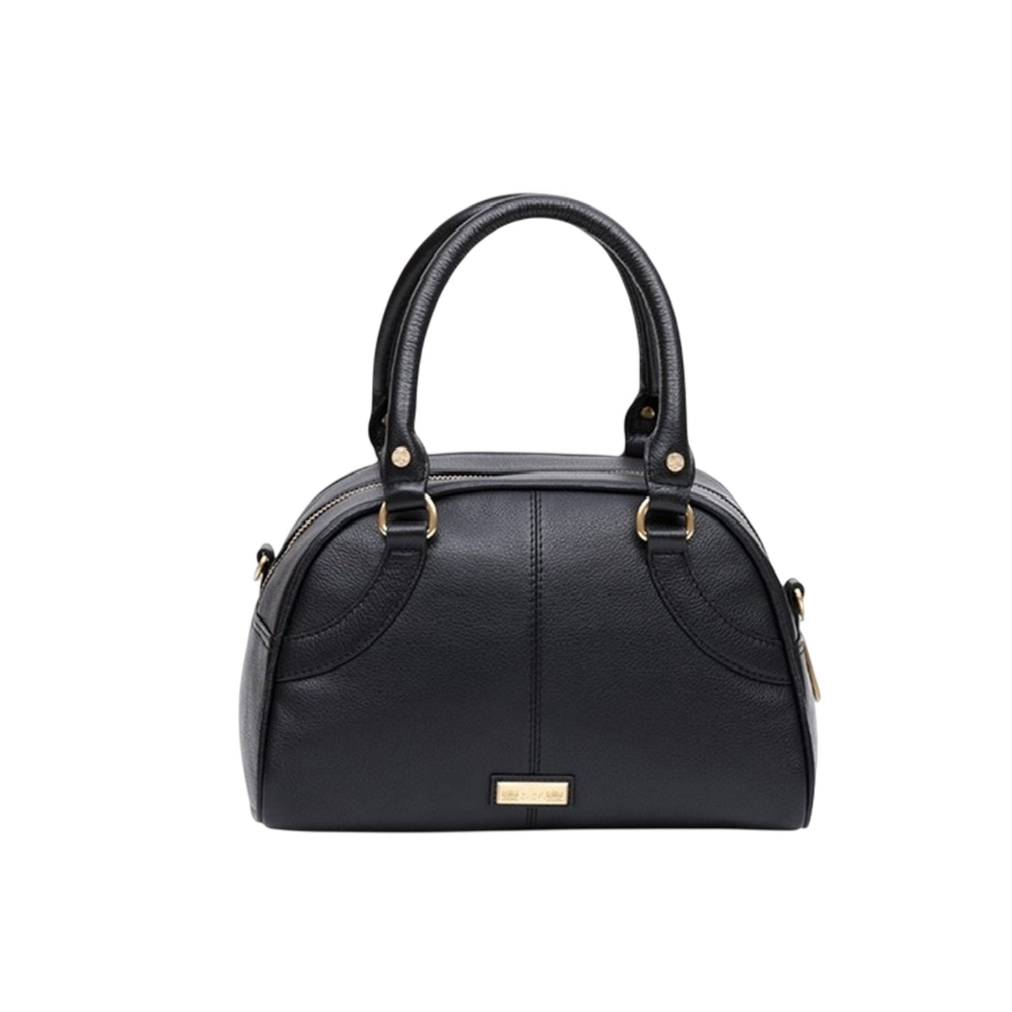 Black - Back - Biba Logo Leather Bowling Bag