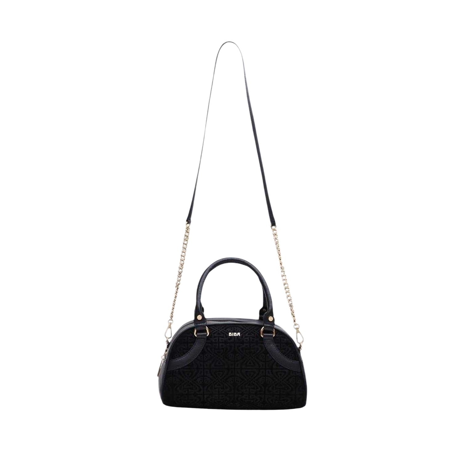 Black - Front - Biba Logo Leather Bowling Bag