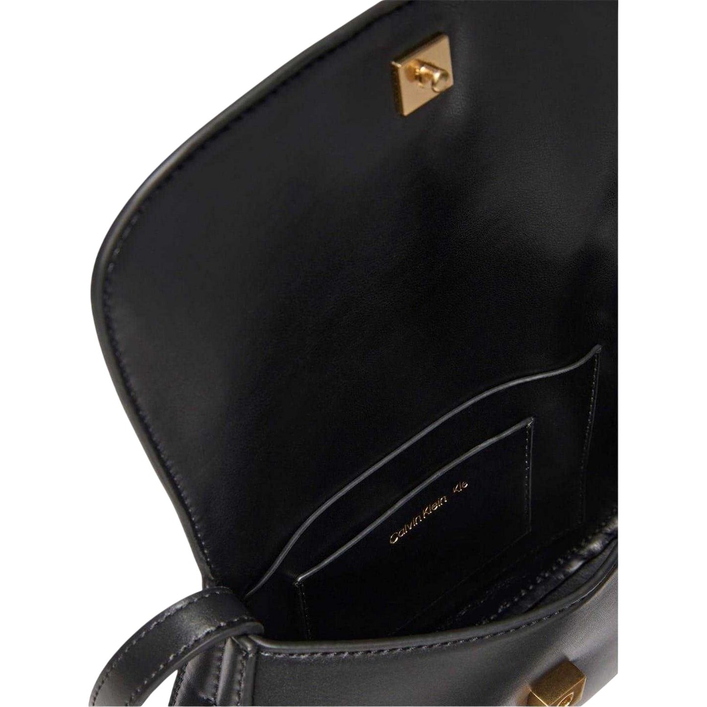 Black - Side - Calvin Klein Logo Saddle Bag
