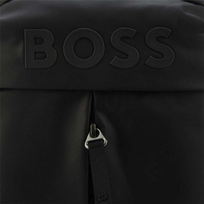 Black - Side - Boss Mens Stormy Tonal Logo Reporter Bag