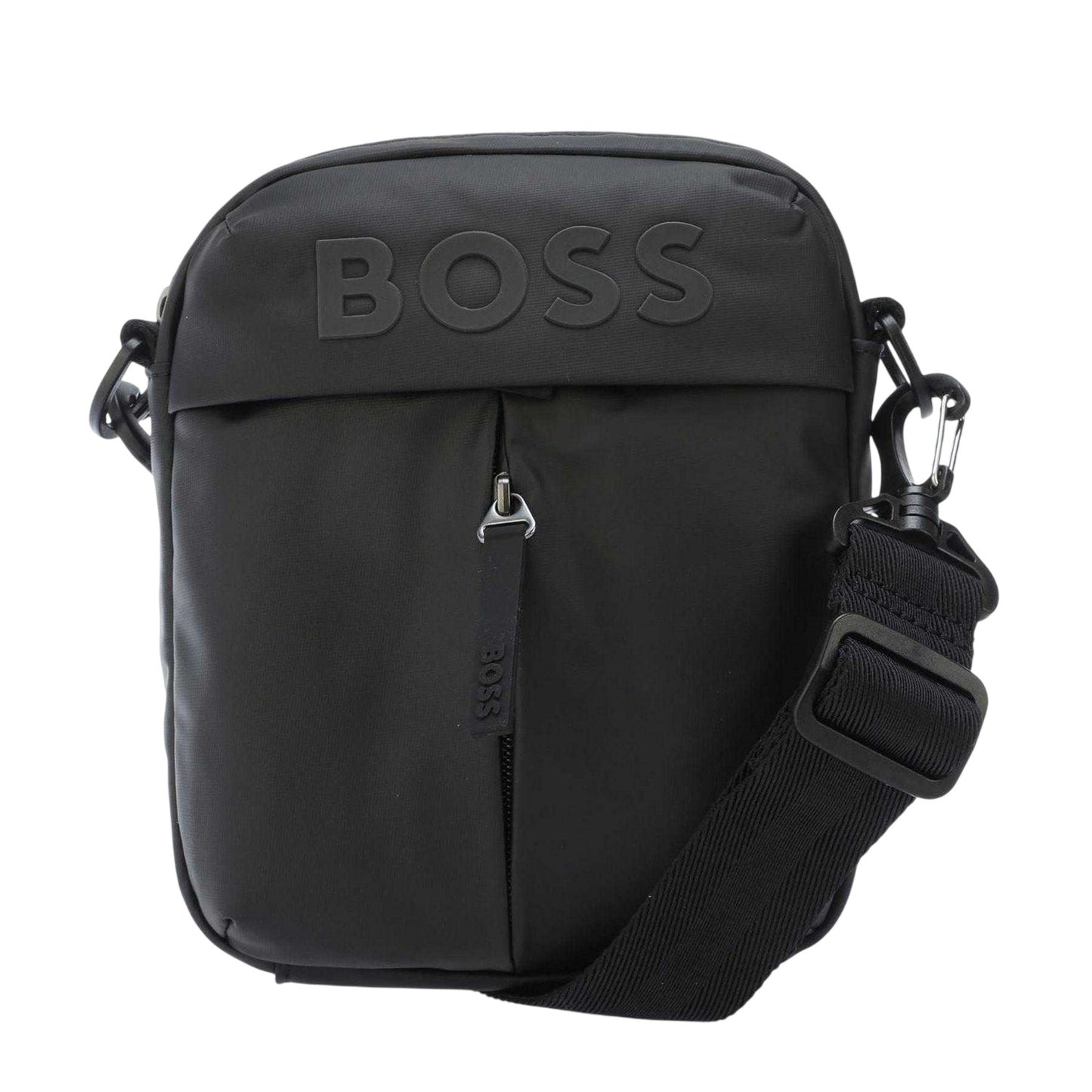 Black - Front - Boss Mens Stormy Tonal Logo Reporter Bag