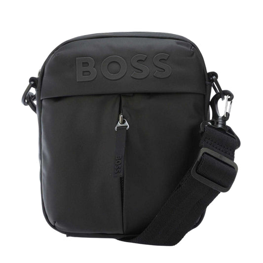 Black - Front - Boss Mens Stormy Tonal Logo Reporter Bag