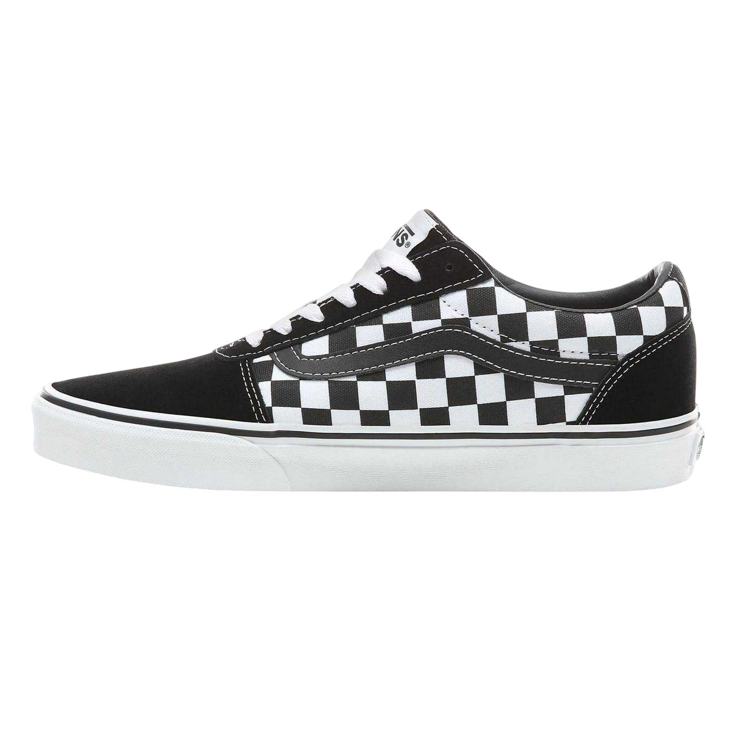 Black-White - Side - Vans Mens Ward Suede Trainers