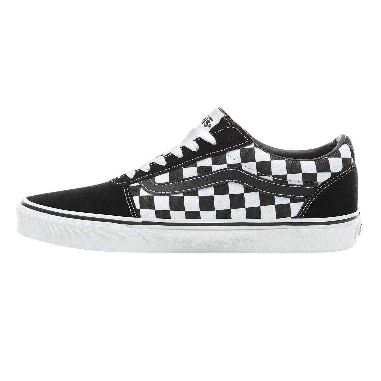Black-White - Side - Vans Mens Ward Suede Trainers