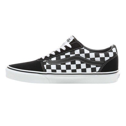 Black-White - Side - Vans Mens Ward Suede Trainers
