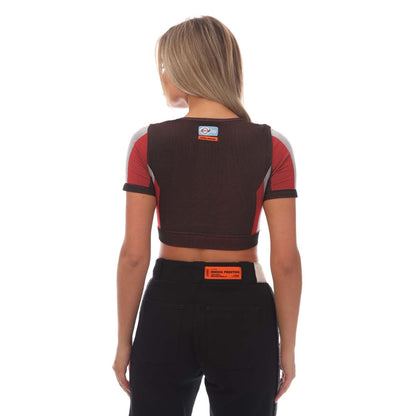 Black-Red - Back - Heron Preston Womens-Ladies Ex Ray 3D Ribbed Crop Top