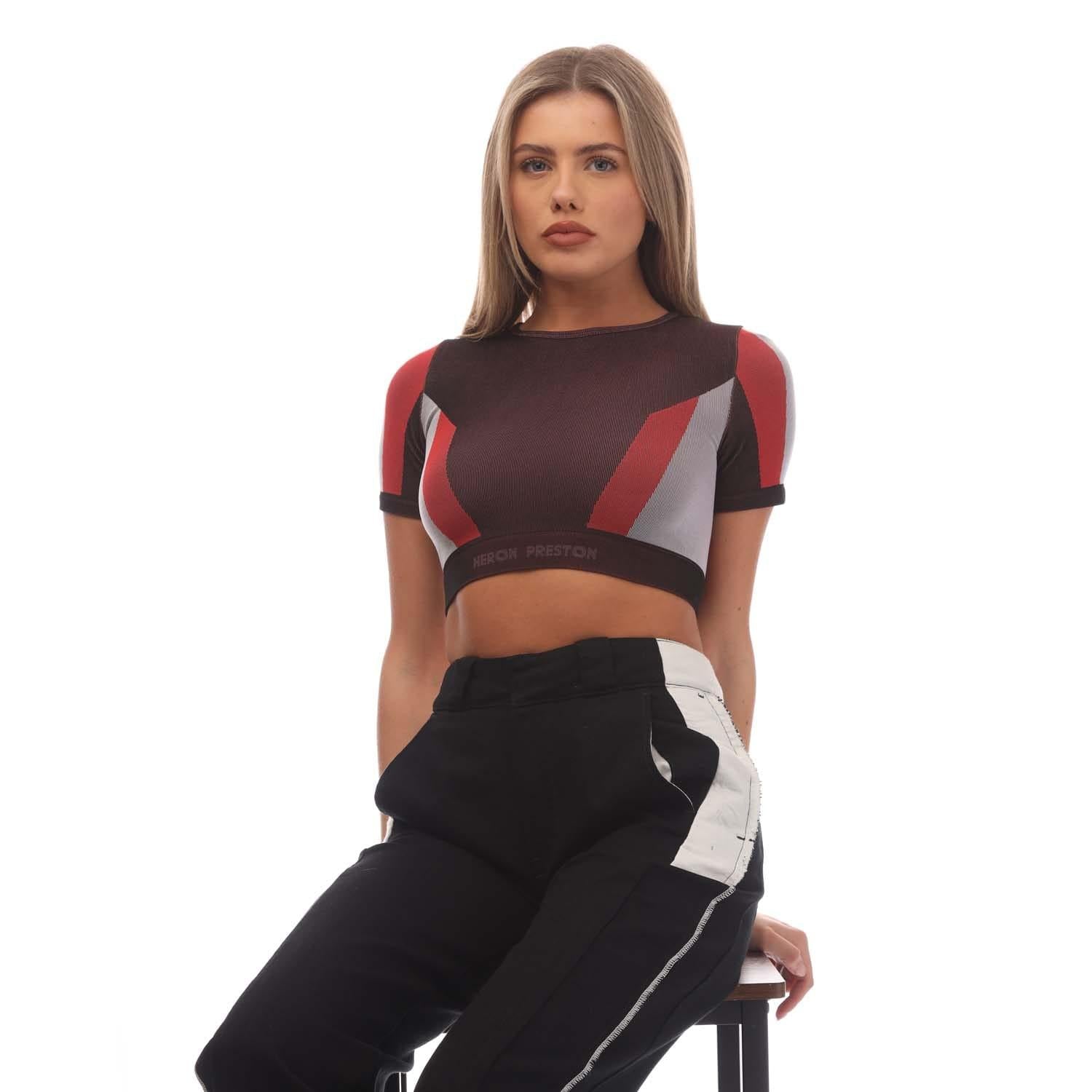 Black-Red - Pack Shot - Heron Preston Womens-Ladies Ex Ray 3D Ribbed Crop Top