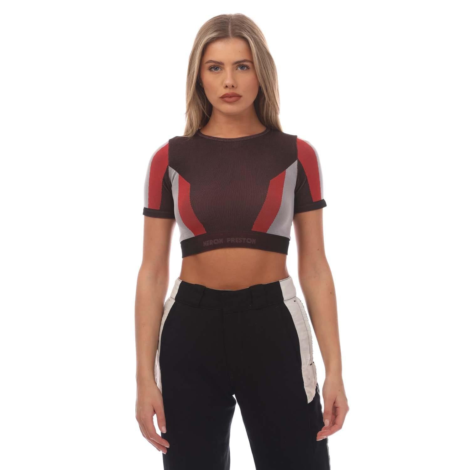Black-Red - Front - Heron Preston Womens-Ladies Ex Ray 3D Ribbed Crop Top