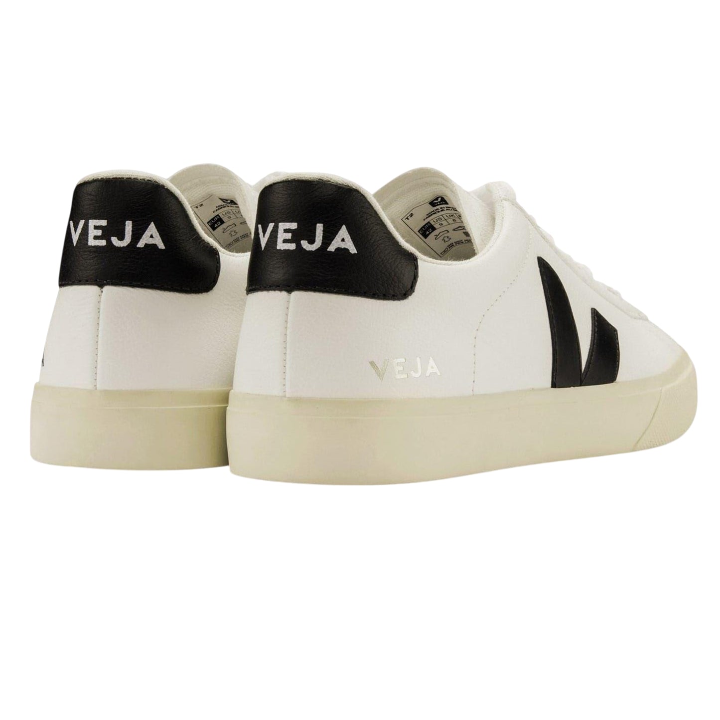 White-Black - Back - Veja Womens-Ladies Campo Leather Trainers