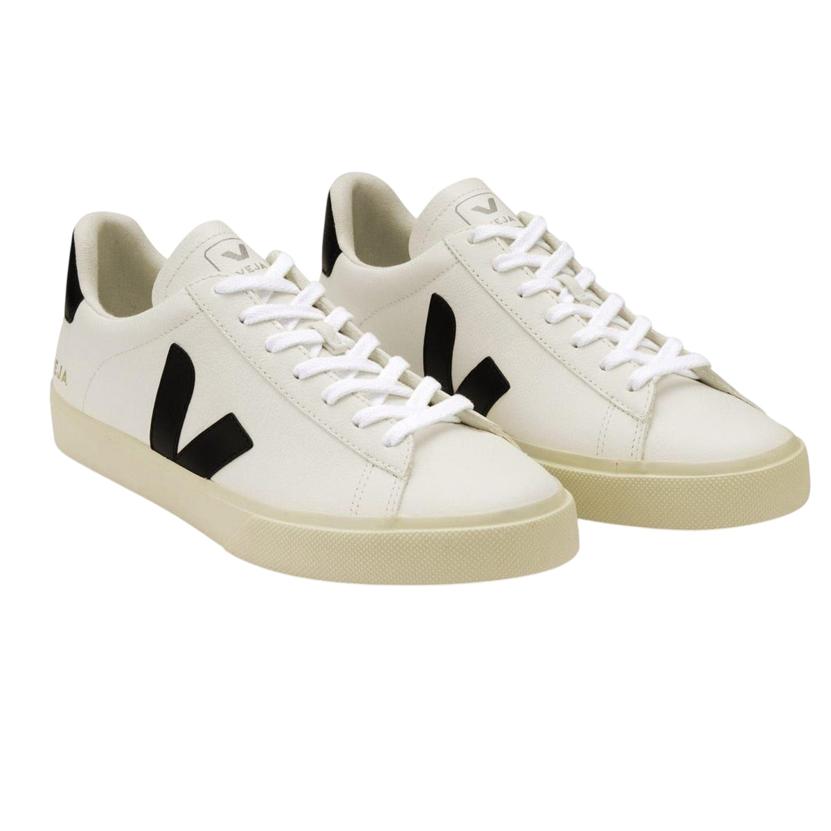 White-Black - Lifestyle - Veja Womens-Ladies Campo Leather Trainers