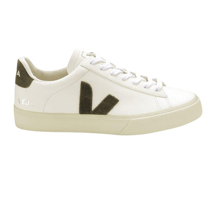 White-Khaki - Front - Veja Womens-Ladies Campo Leather Trainers