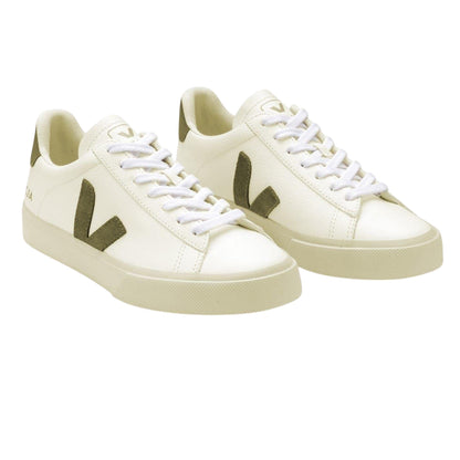 White-Khaki - Lifestyle - Veja Womens-Ladies Campo Leather Trainers
