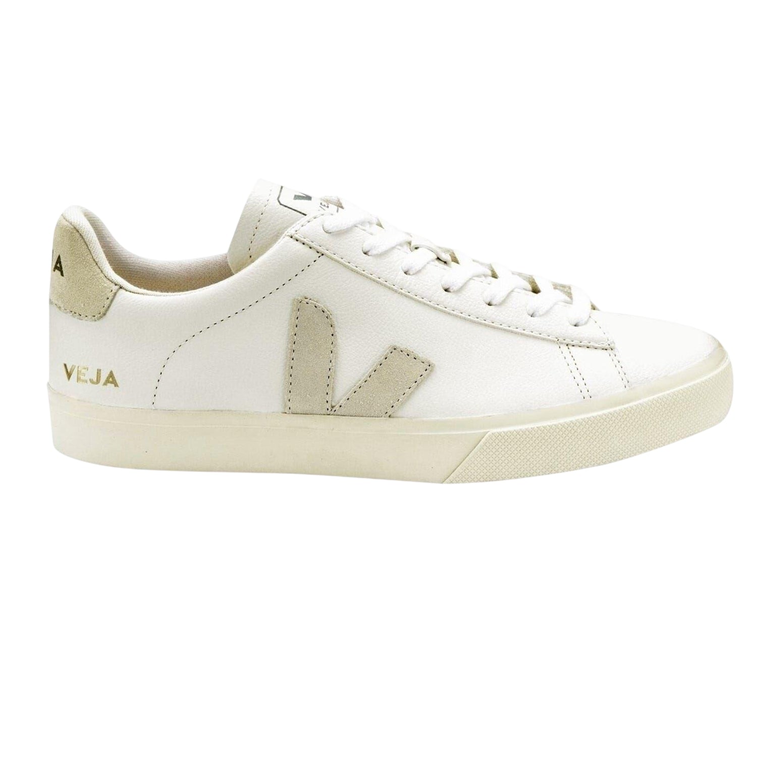 White-Natural - Front - Veja Womens-Ladies Campo Leather Trainers
