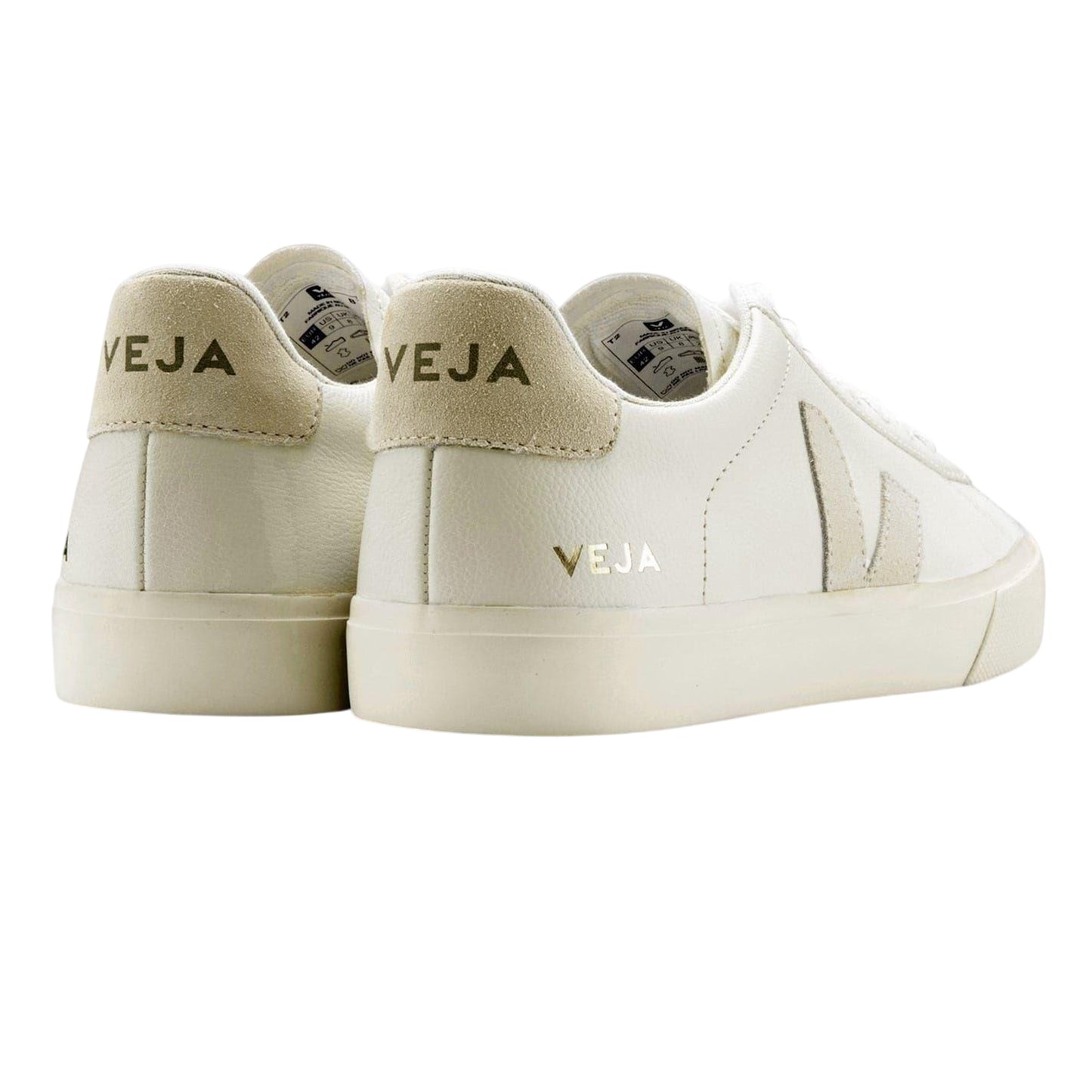 White-Natural - Back - Veja Womens-Ladies Campo Leather Trainers