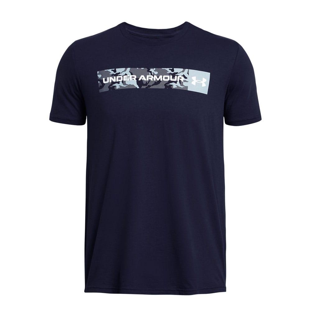 Blue - Front - Under Armour Mens Chest Stripe Camo T-Shirt