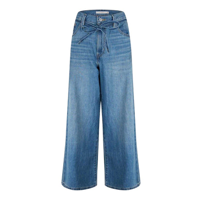 Linen - Front - Levis Womens-Ladies Wide Leg Relaxed Fit Jeans