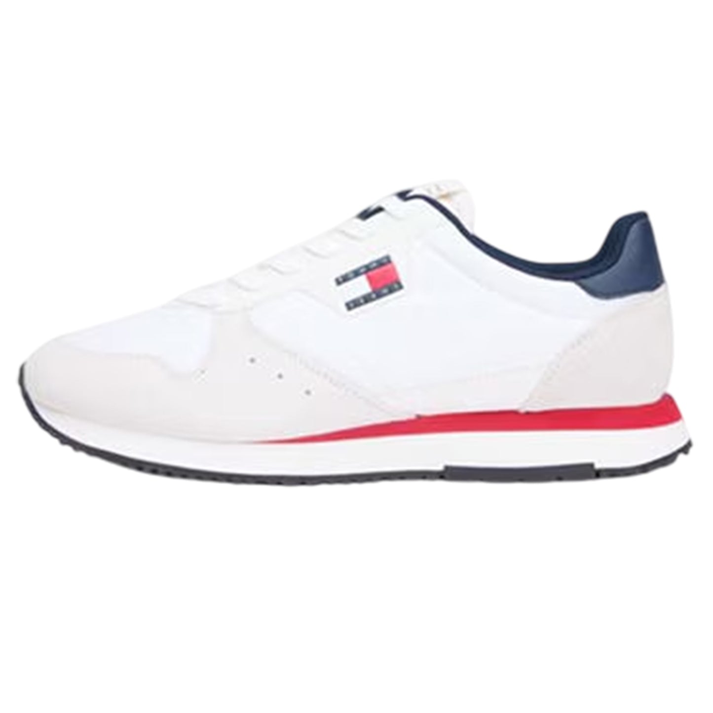 Red-White-Blue - Side - Tommy Jeans Mens Runner Leather Trainers