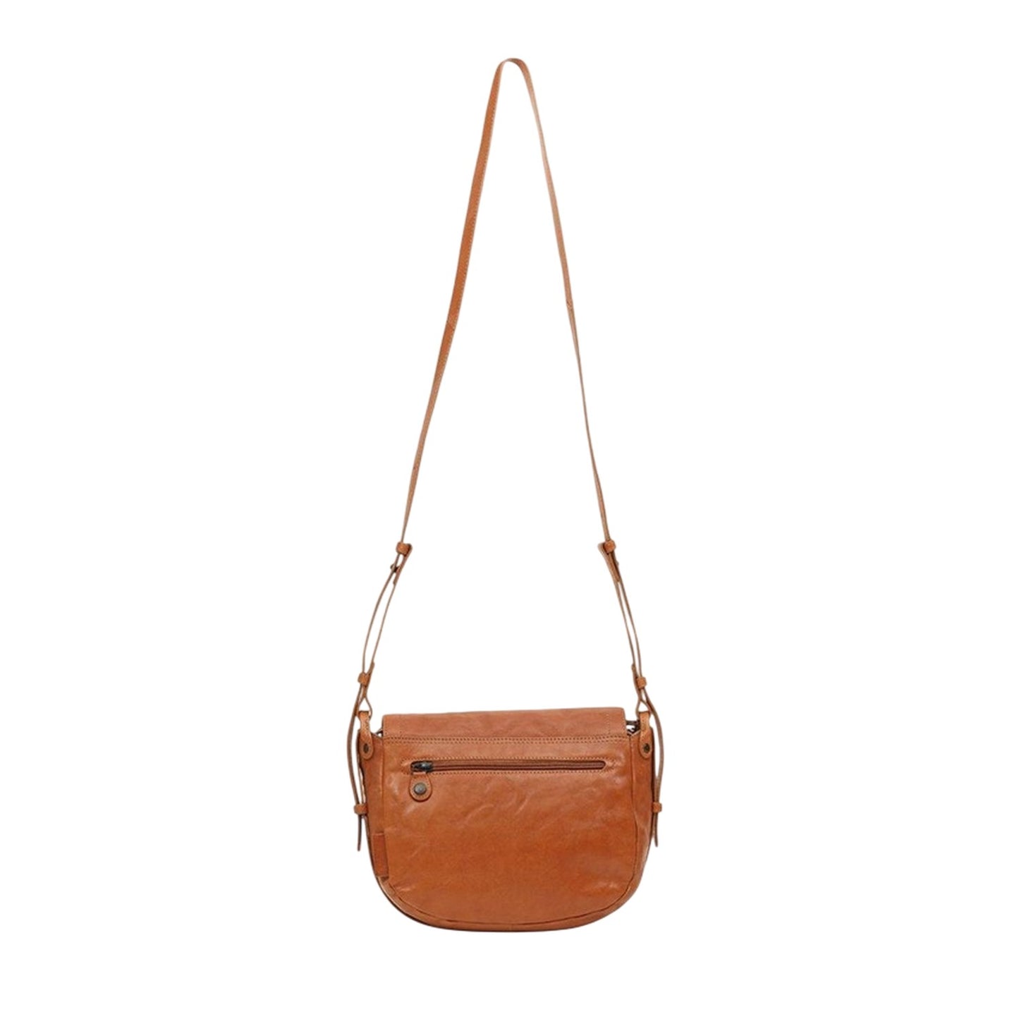 Caramel - Back - Aunts & Uncles Crescent Shaped Leather Crossbody Bag